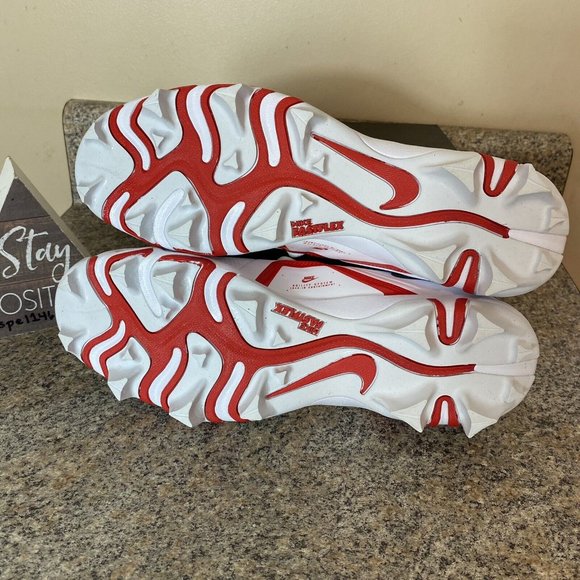 Nike Alpha‎ Menace 3 Shark Football Cleats White / Red (CV0582-103) Mens Size 14